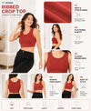 T.T. Women|Ribbed Crop Top|Sleeveless Round Neck Slim Fit Aesthetic Streetwear Top|Stretchable Cotton Fabric|Tshirt|Top||Rust