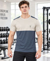 T.T. Men Dri-Fit Cut & Sew Design T-Shirt|Pack Of 1 Dark Grey-Beige