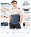 T.T. Men Dri-Fit Cut & Sew Design T-Shirt|Pack Of 1 Dark Grey-Beige