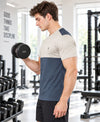 T.T. Men Dri-Fit Cut & Sew Design T-Shirt|Pack Of 1 Dark Grey-Beige