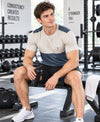 T.T. Men Dri-Fit Cut & Sew Design T-Shirt|Pack Of 1 Dark Grey-Beige