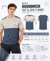 T.T. Men Dri-Fit Cut & Sew Design T-Shirt|Pack Of 1 Dark Grey-Beige
