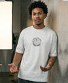 T.T. Men Oversized Graphic Printed T-Shirt Grey Melange