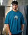 T.T. Men Oversized Graphic Printed T-Shirt Teal Blue