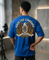 T.T. Men Oversized Graphic Printed T-Shirt Royal Blue
