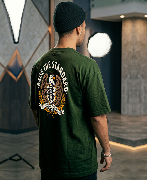 T.T. Men Oversized Graphic Printed T-Shirt Green