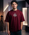 T.T. Men Oversized Graphic Printed T-Shirt Maroon