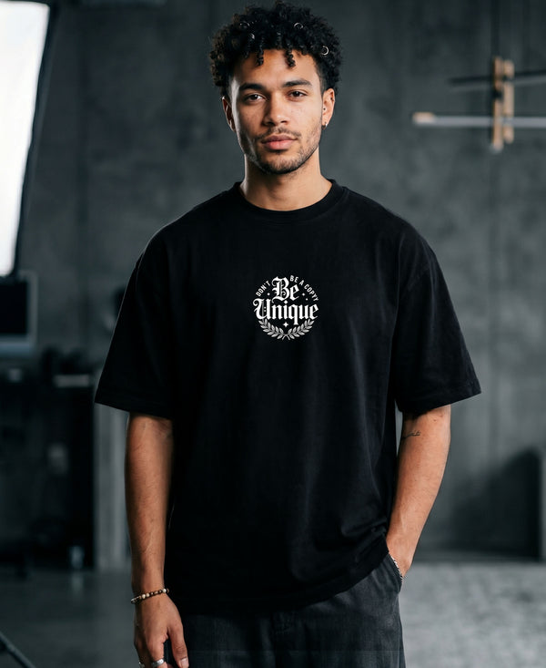 T.T. Men Oversized Graphic Printed T-Shirt Black