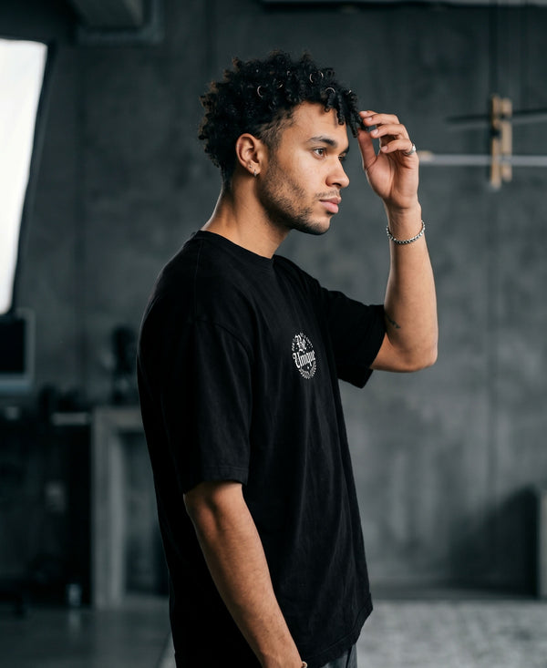 T.T. Men Oversized Graphic Printed T-Shirt Black