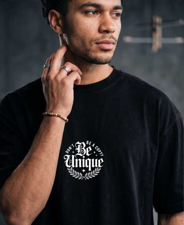 T.T. Men Oversized Graphic Printed T-Shirt Black