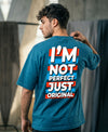 T.T. Men Oversized Graphic Printed T-Shirt Teal Blue