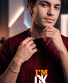 T.T. Men Oversized Graphic Printed T-Shirt Maroon