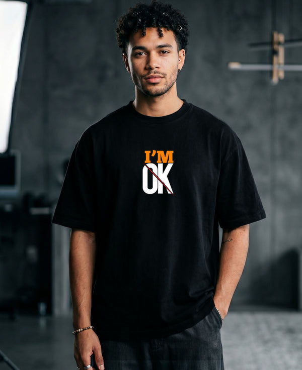 T.T. Men Oversized Graphic Printed T-Shirt Black