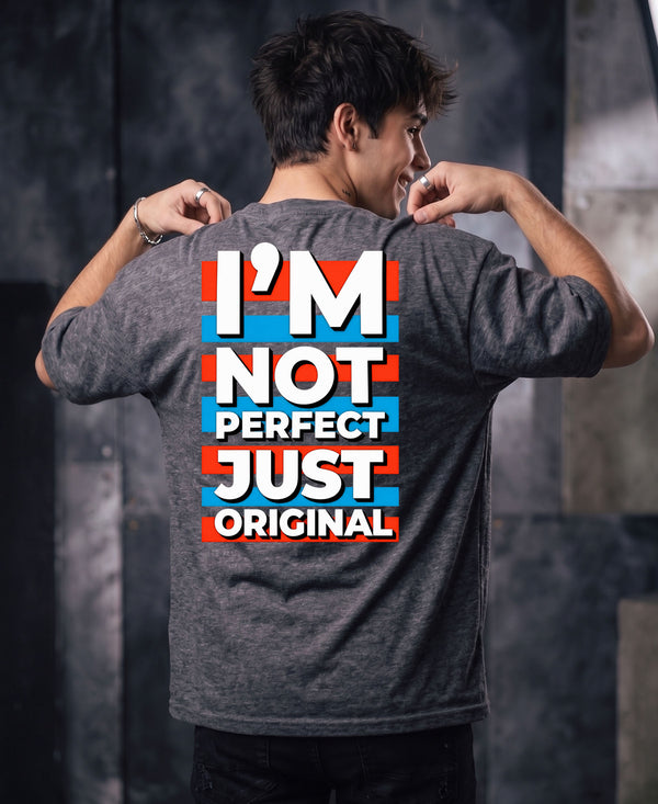 T.T. Men Oversized Graphic Printed T-Shirt Anthra Melange