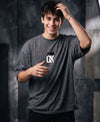 T.T. Men Oversized Graphic Printed T-Shirt Anthra Melange