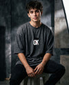 T.T. Men Oversized Graphic Printed T-Shirt Anthra Melange