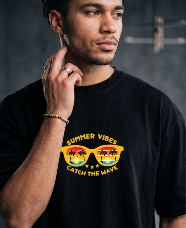T.T. Men Oversized Graphic Printed T-Shirt Black