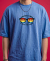 T.T. Men Oversized Graphic Printed T-Shirt Sky Blue