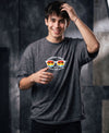 T.T. Men Oversized Graphic Printed T-Shirt Anthra Melange