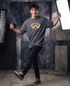 T.T. Men Oversized Graphic Printed T-Shirt Anthra Melange