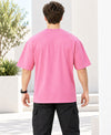 T.T. Men Oversized Fit Cotton Round Neck |Soft Breathable Fabric | Street , Casual & Outdoor Wear TeesBaby Pink