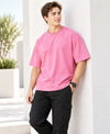 T.T. Men Oversized Fit Cotton Round Neck |Soft Breathable Fabric | Street , Casual & Outdoor Wear TeesBaby Pink