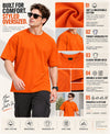 T.T. Men Oversized Fit Cotton Round Neck |Soft Breathable Fabric | Street , Casual & Outdoor Wear TeesOrange