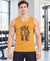 T.T. Men Cool Cotton Printed Regular Fit Round Neck Muscle Tees Mustard
