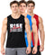 T.T. Men Cool Cotton Printed Regular Fit Round Neck Muscle Tees|Pack Of 3|Black,Blue,Red
