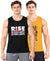 T.T. Men Cool Cotton Printed Regular Fit Round Neck Muscle Tees|Pack Of 2|Black,Mustard