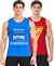 T.T. Men Cool Cotton Printed Regular Fit Round Neck Muscle Tees|Pack Of 2|Blue,Red