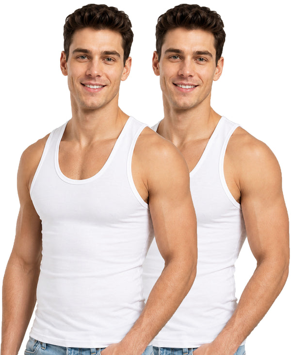 Hiflyers Men'S Cotton Spandex Vest (Pack of 2)