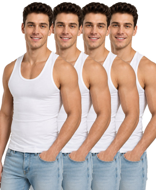 Hiflyers Men'S Cotton Spandex Vest (Pack of 4)