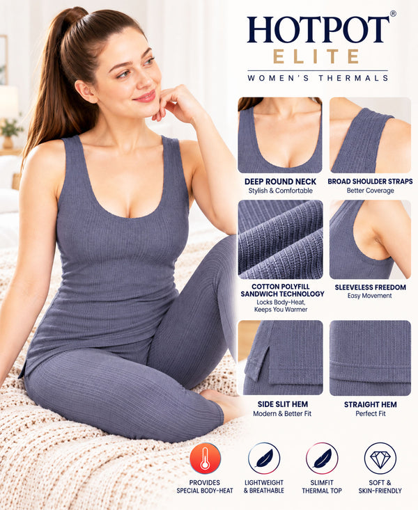 T.T. Hotpot Elite Women Sleeveless Slip Thermal Pack Of 2- Navy