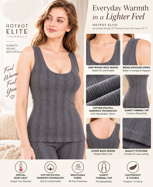 T.T. Hotpot Elite Women Top Thermal Pack Of 2- Anthra