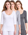 T.T. Women Hotpot Elite 3/4Th Thermal Slip White-Grey-Anthra(Pack Of 3)