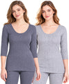 T.T. Women Hotpot Elite 3/4Th Thermal Slip Navy-Grey (Pack Of 2)
