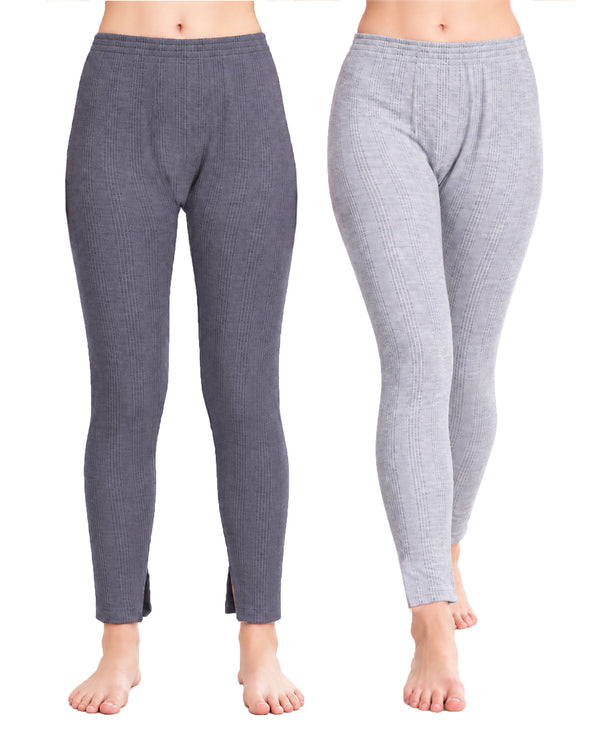 T.T. Women Hotpot Elite Pyjama Thermal Pack Of 2- Navy,Grey Melange
