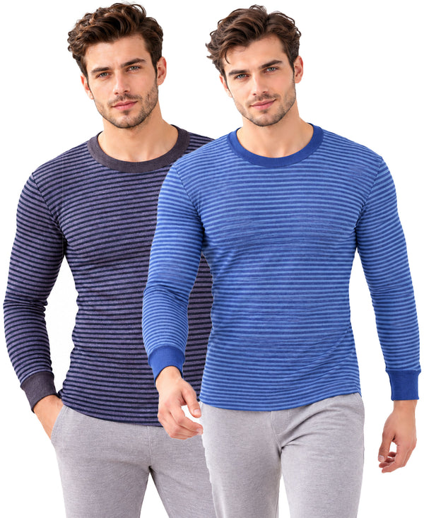 T.T. Men'S Hotpoot Designer Thermal|Fleece Fabric|Full Sleeve|Round Neck Super Warm Top|Pack Of 2|Anthra,Navy