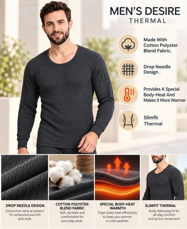 T.T. Mens Anthra Slim Fit Desire Thermal Top