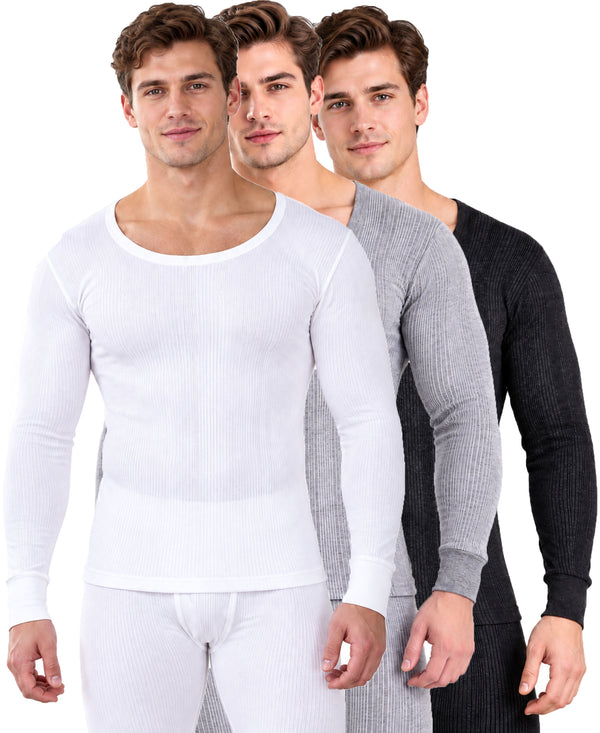 T.T. Men'S Hotpot Elite Premium Thermal Top|Cotton Polyfill Sandwich Technology Fabric|Full Sleeve|Round Neck|Super Warm Winter Innerwear|Pack Of 3|White,Grey Melange,Black