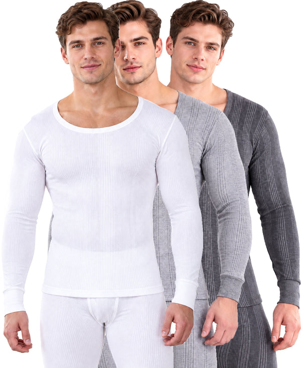 T.T. Men'S Hotpot Elite Premium Thermal Top|Cotton Polyfill Sandwich Technology Fabric|Full Sleeve|Round Neck|Super Warm Winter Innerwear|Pack Of 3|White,Grey Melange,Anthra Melange