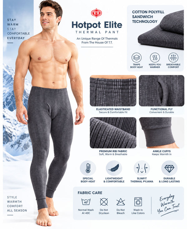 T.T. Men Hotpot Elite Pyjama Thermal - Anthra