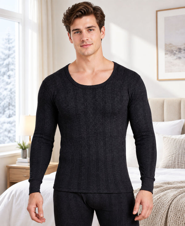T.T. Men'S Hotpot Elite Premium Thermal Top|Cotton Polyfill Sandwich Technology Fabric|Full Sleeve|Round Neck|Super Warm Winter Innerwear|Pack Of 2|White,Black