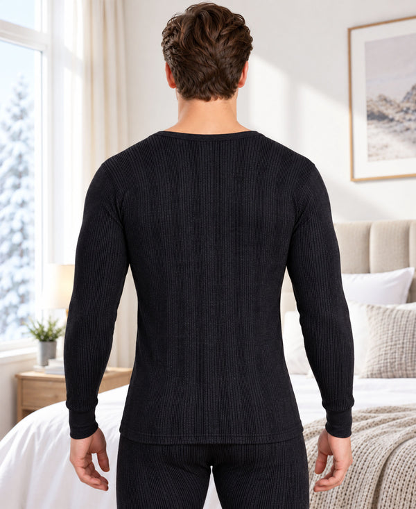 T.T. Men'S Hotpot Elite Premium Thermal Top|Cotton Polyfill Sandwich Technology Fabric|Full Sleeve|Round Neck|Super Warm Winter Innerwear|Pack Of 2|White,Black