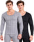 T.T. Men'S Hotpot Elite Premium Thermal Top|Cotton Polyfill Sandwich Technology Fabric|Full Sleeve|Round Neck|Super Warm Winter Innerwear|Pack Of 2|Grey Melange,Black