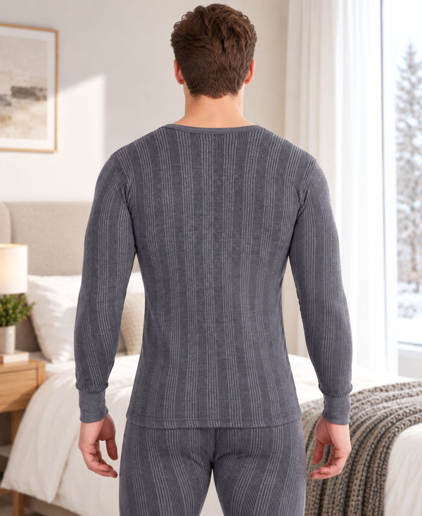 T.T. Men'S Hotpot Elite Premium Thermal Top|Cotton Polyfill Sandwich Technology Fabric|Full Sleeve|Round Neck|Super Warm Winter Innerwear|Pack Of 2|Grey Melange,Anthra Melange