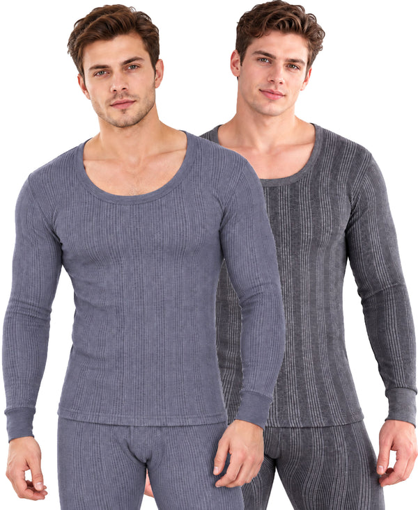 T.T. Men'S Hotpot Elite Premium Thermal Top|Cotton Polyfill Sandwich Technology Fabric|Full Sleeve|Round Neck|Super Warm Winter Innerwear|Pack Of 2|Navy,Anthra Melange