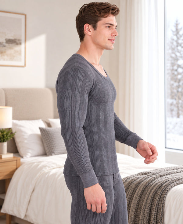 T.T. Men'S Hotpot Elite Premium Thermal Top|Cotton Polyfill Sandwich Technology Fabric|Full Sleeve|Round Neck|Super Warm Winter Innerwear|Pack Of 2|Black,Anthra Melange