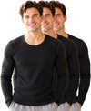 T.T. Men Regular Fit Cotton Rich With Elastomeric Finish Thermal Top Pack Of 3-Black